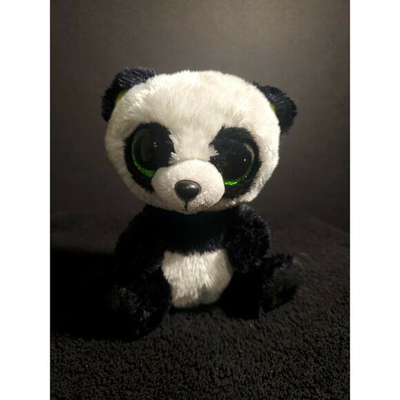 Ty Other - Ty Beanie Boos BAMBOO Panda Bear Glitter Eyes 6" Beanbag Plush Stuffed Toy EUC